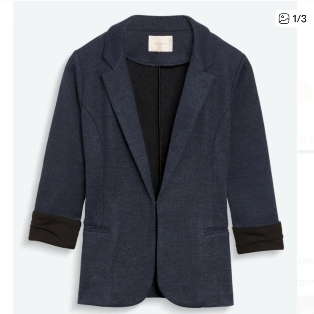Skies are Blue Asa Knit Blazer - Navy - small